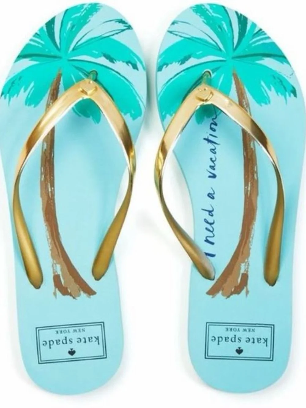 Kate Spade I Need A Vacation Print Flip Flop Sandals, Size 10